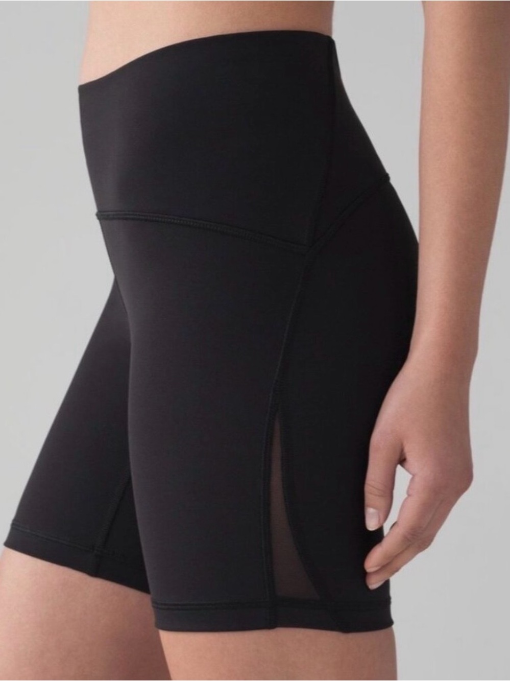 Lululemon Train Time Black Women’s Athletic Bike Shorts with Mesh side